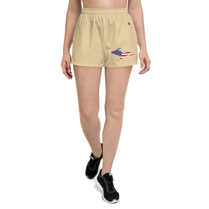 Michigan Upper Peninsula Athletic Shorts (w/ UP USA Flag) | Women's - Maple Color