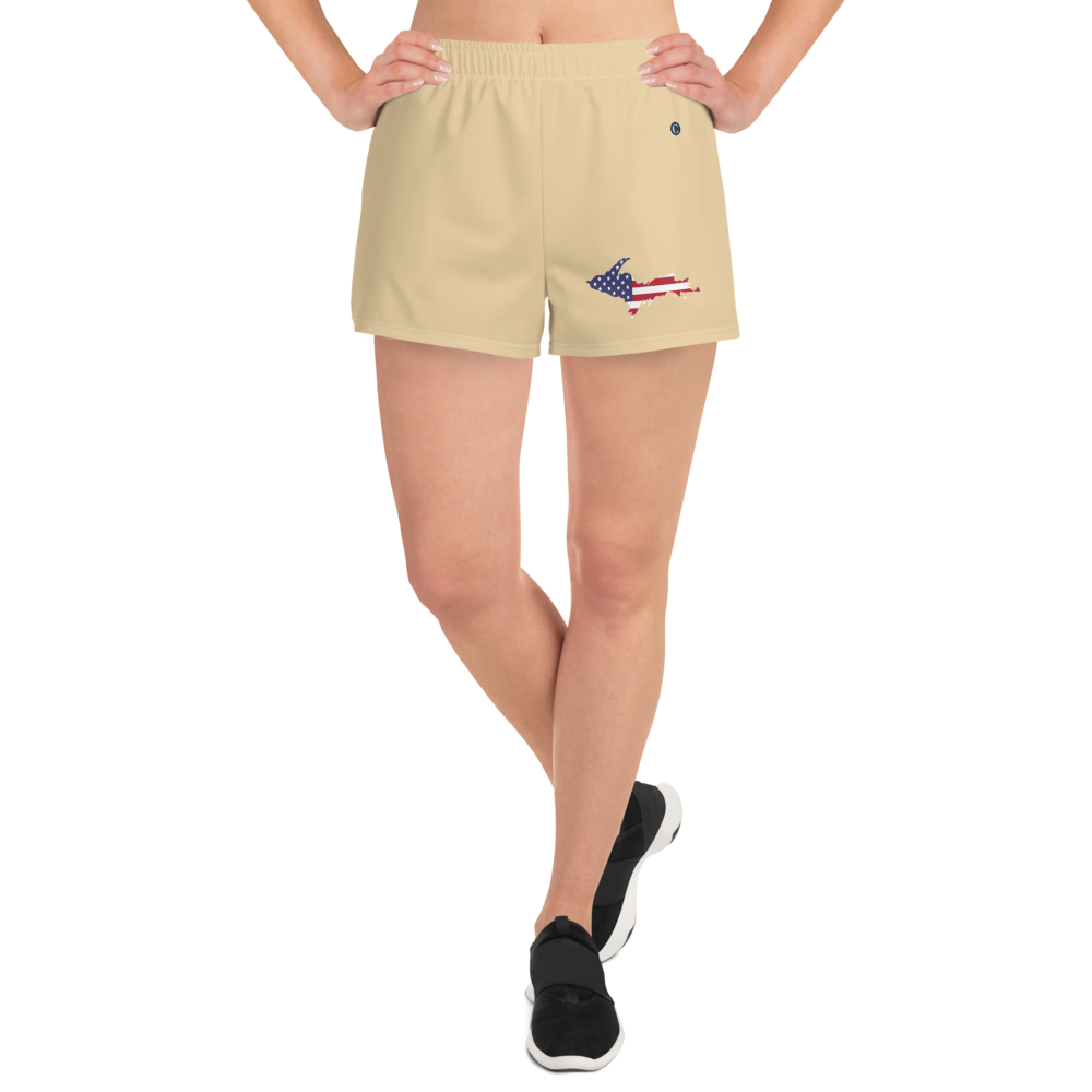 Michigan Upper Peninsula Athletic Shorts (w/ UP USA Flag) | Women's - Maple Color