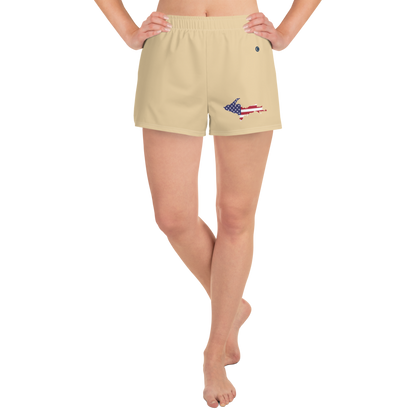 Michigan Upper Peninsula Athletic Shorts (w/ UP USA Flag) | Women's - Maple Color