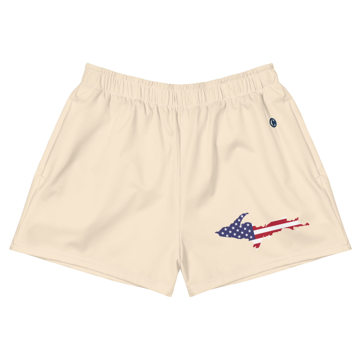 Michigan Upper Peninsula Athletic Shorts (w/ UP USA Flag) | Women's - Champagne White