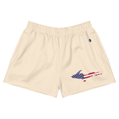 Michigan Upper Peninsula Athletic Shorts (w/ UP USA Flag) | Women's - Champagne White