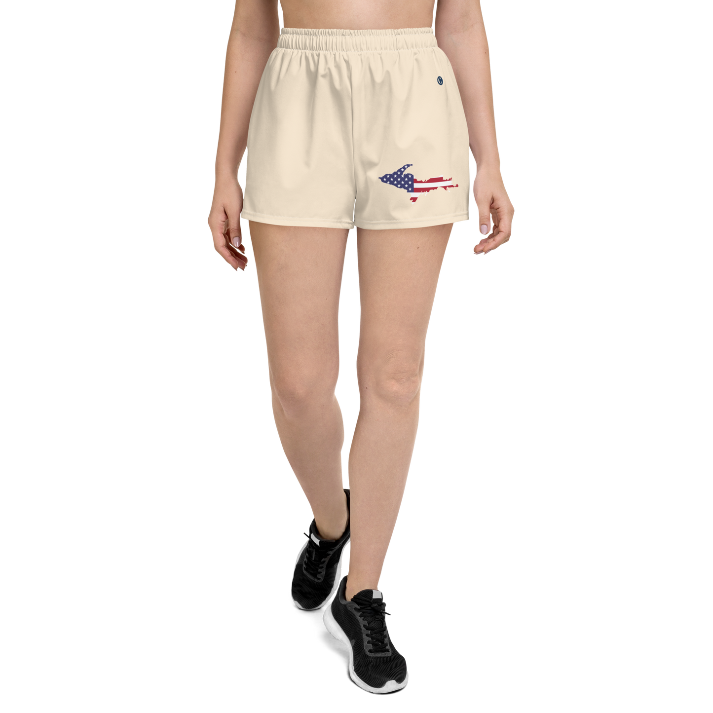 Michigan Upper Peninsula Athletic Shorts (w/ UP USA Flag) | Women's - Champagne White