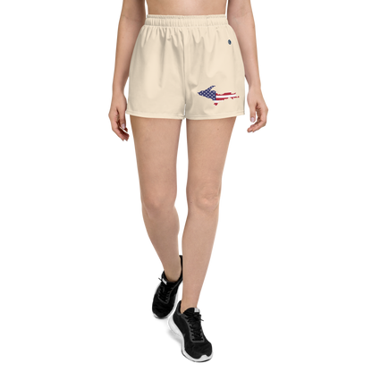 Michigan Upper Peninsula Athletic Shorts (w/ UP USA Flag) | Women's - Champagne White