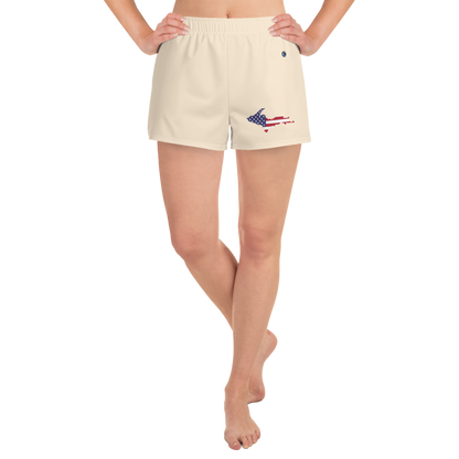 Michigan Upper Peninsula Athletic Shorts (w/ UP USA Flag) | Women's - Champagne White