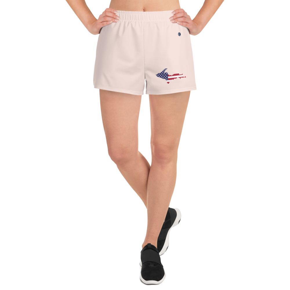 Michigan Upper Peninsula Athletic Shorts (w/ UP USA Flag) | Women's - Champagne Pink