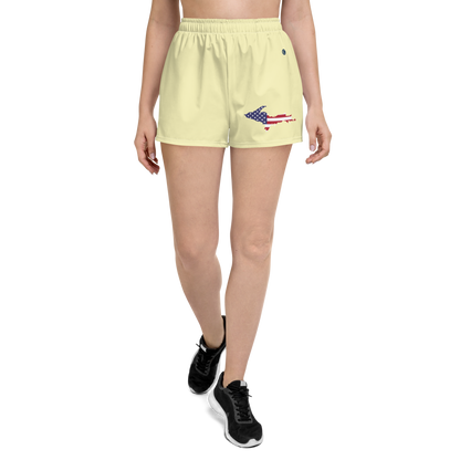 Michigan Upper Peninsula Athletic Shorts (w/ UP USA Flag) | Women's - Canary Yellow