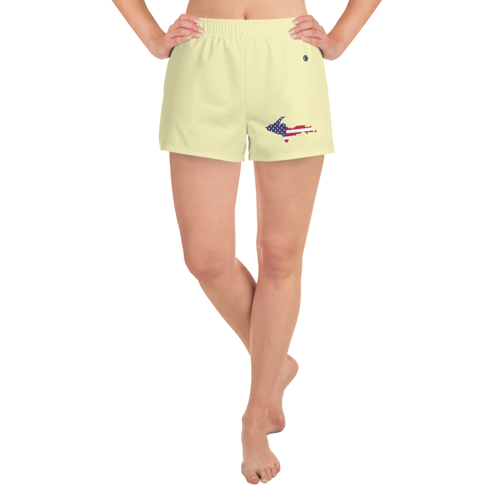 Michigan Upper Peninsula Athletic Shorts (w/ UP USA Flag) | Women's - Canary Yellow