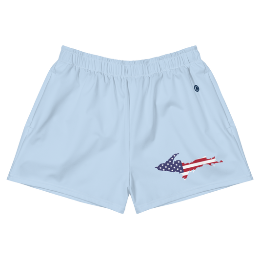 Michigan Upper Peninsula Athletic Shorts (w/ UP USA Flag) | Women's - Light Blue