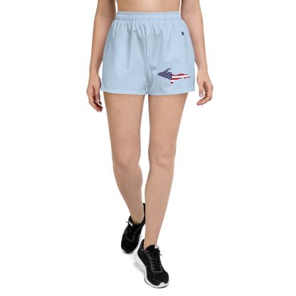 Michigan Upper Peninsula Athletic Shorts (w/ UP USA Flag) | Women's - Light Blue