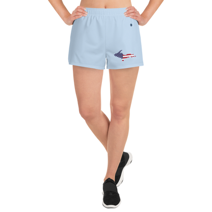 Michigan Upper Peninsula Athletic Shorts (w/ UP USA Flag) | Women's - Light Blue