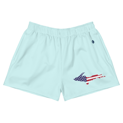 Michigan Upper Peninsula Athletic Shorts (w/ UP USA Flag) | Women's - Cyan