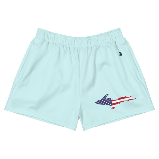 Michigan Upper Peninsula Athletic Shorts (w/ UP USA Flag) | Women's - Cyan