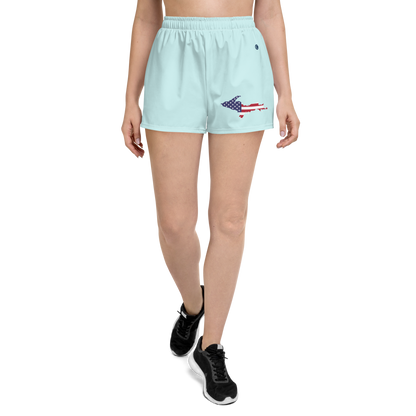 Michigan Upper Peninsula Athletic Shorts (w/ UP USA Flag) | Women's - Cyan