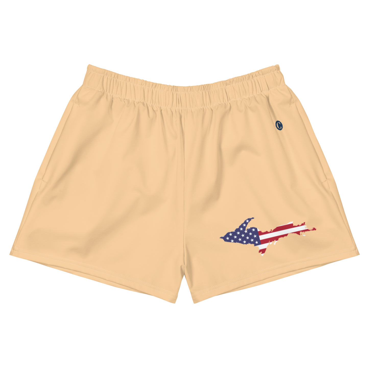 Michigan Upper Peninsula Athletic Shorts (w/ UP USA Flag) | Women's - Pale Apricot