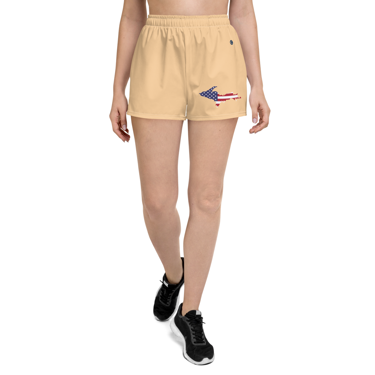 Michigan Upper Peninsula Athletic Shorts (w/ UP USA Flag) | Women's - Pale Apricot