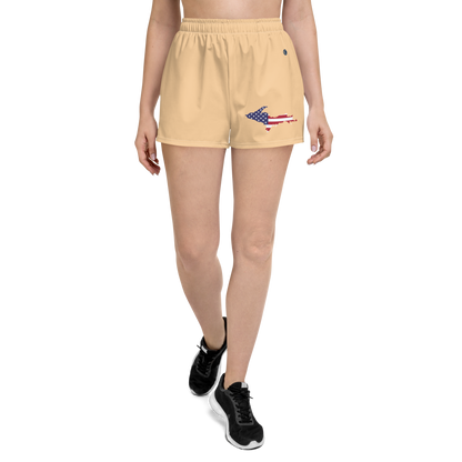 Michigan Upper Peninsula Athletic Shorts (w/ UP USA Flag) | Women's - Pale Apricot