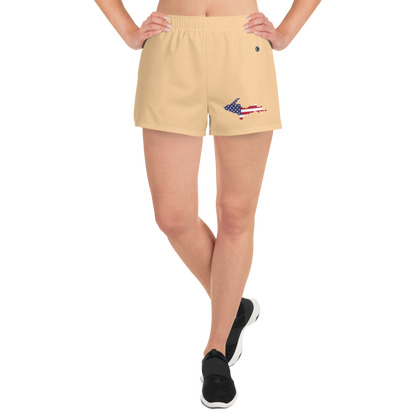 Michigan Upper Peninsula Athletic Shorts (w/ UP USA Flag) | Women's - Pale Apricot