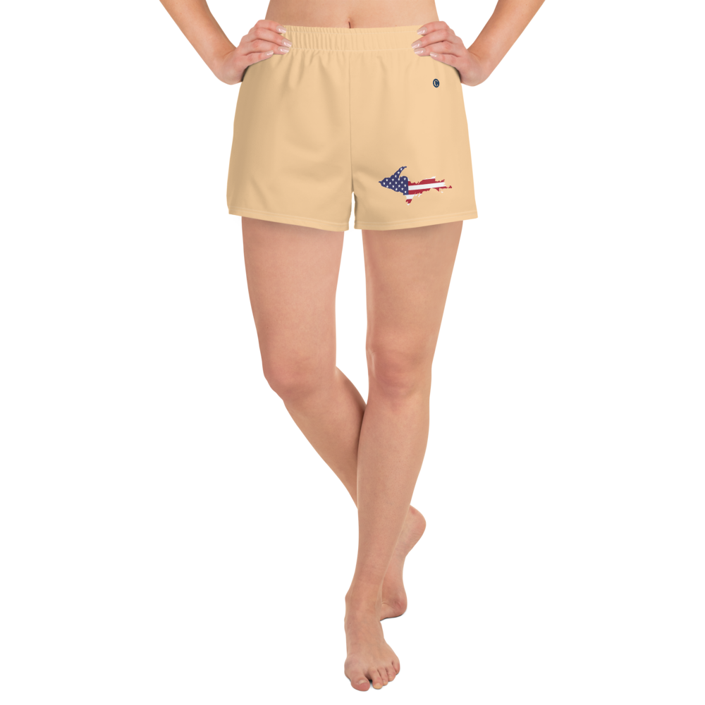 Michigan Upper Peninsula Athletic Shorts (w/ UP USA Flag) | Women's - Pale Apricot