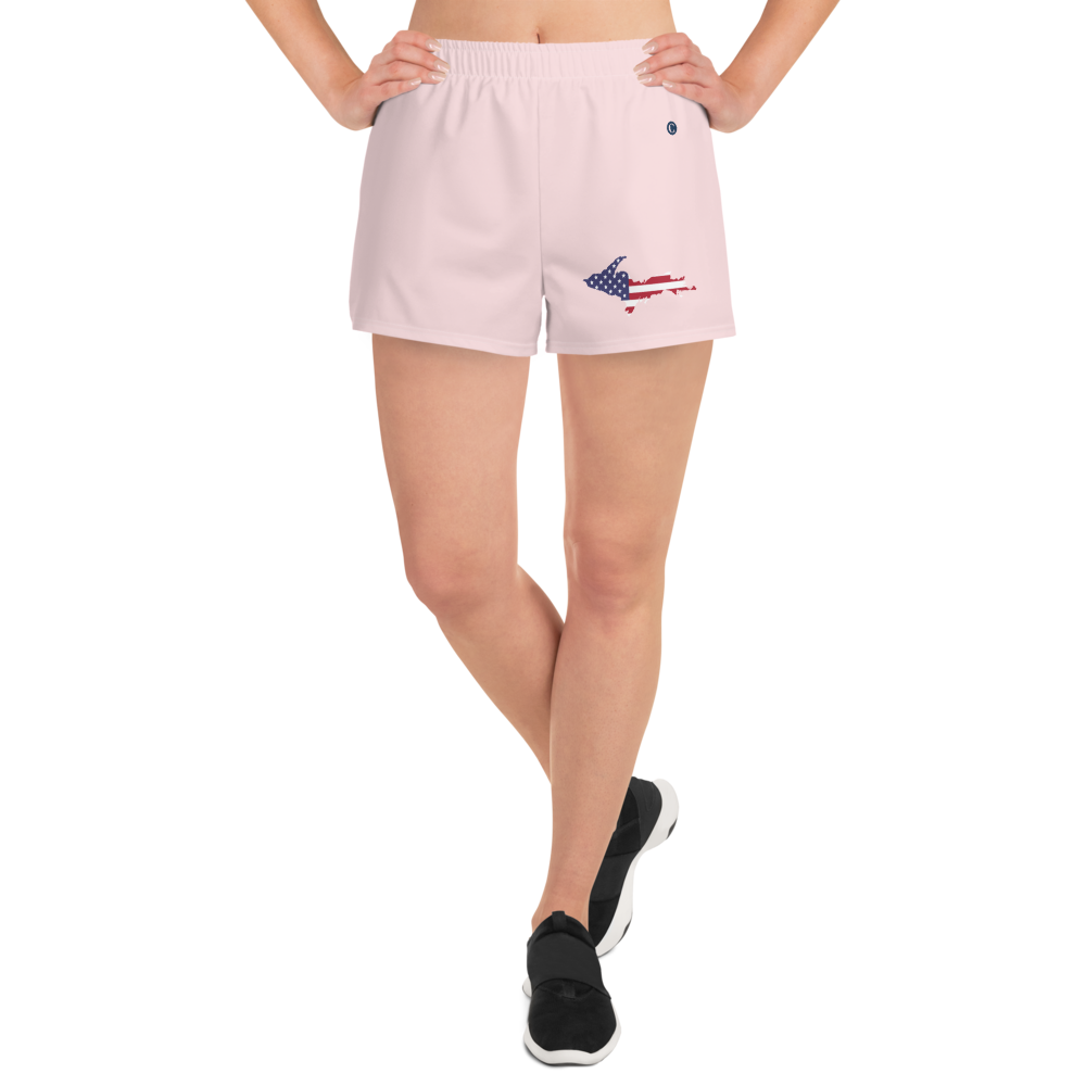 Michigan Upper Peninsula Athletic Shorts (w/ UP USA Flag) | Women's - Pale Pink