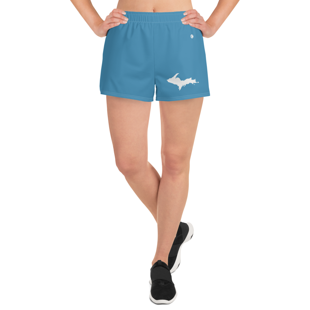 Michigan Upper Peninsula Athletic Shorts (w/ UP Outline) | Women's - Lake Michigan Blue