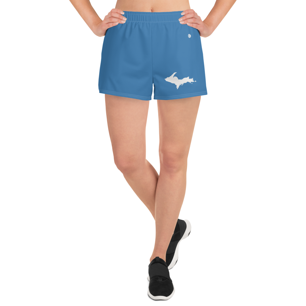 Michigan Upper Peninsula Athletic Shorts (w/ UP Outline) | Women's - Lake Superior Blue