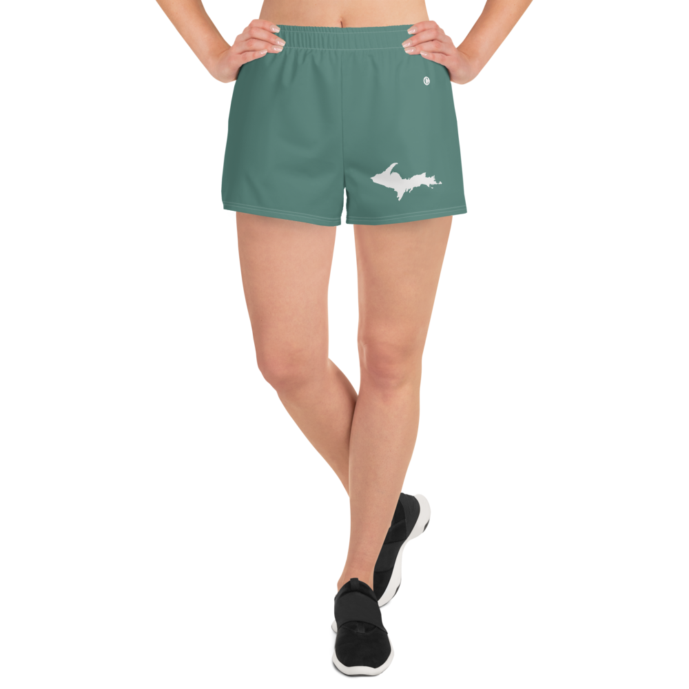 Michigan Upper Peninsula Athletic Shorts (w/ UP Outline) | Women's - Copper Green