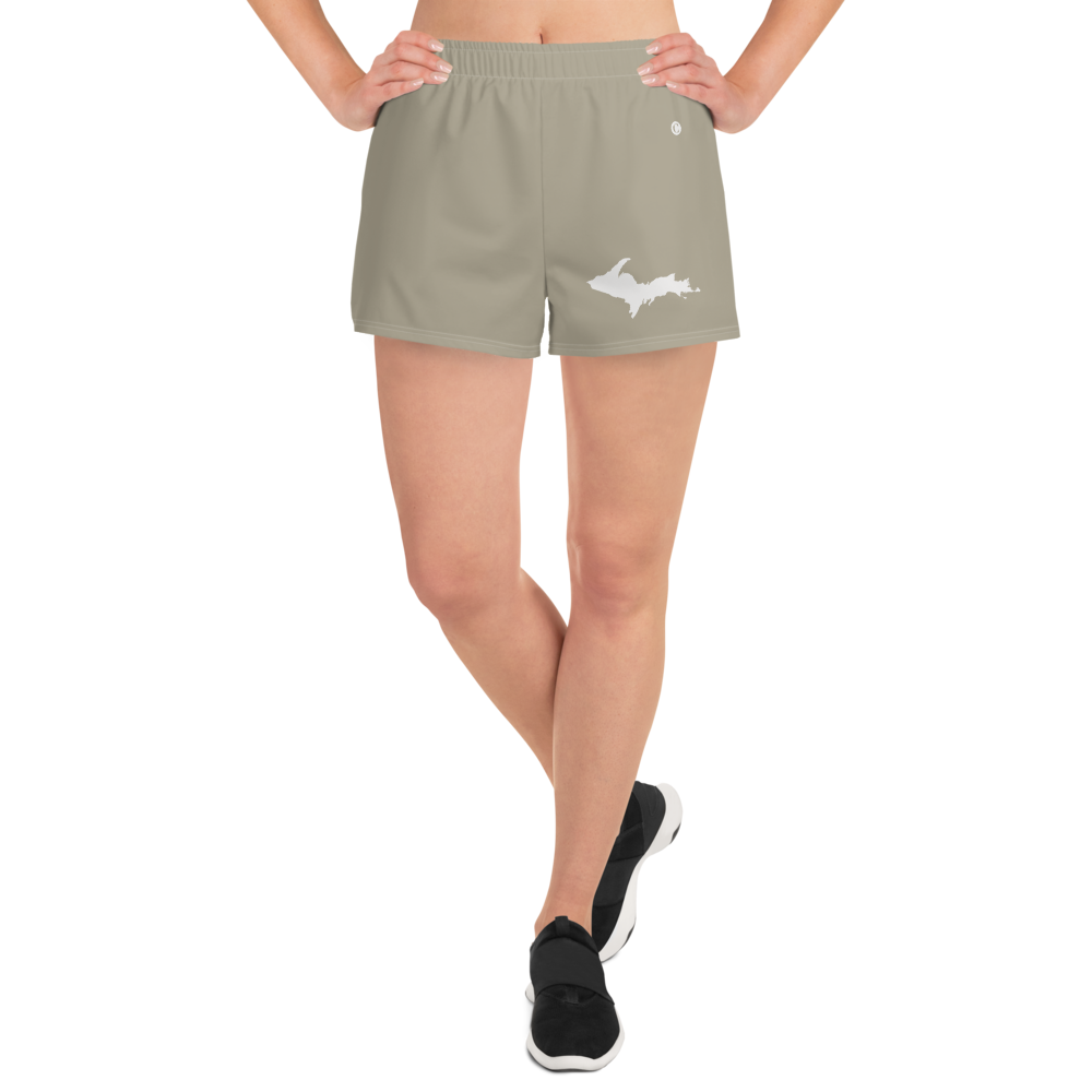 Michigan Upper Peninsula Athletic Shorts (w/ UP Outline) | Women's - Petoskey Stone Beige