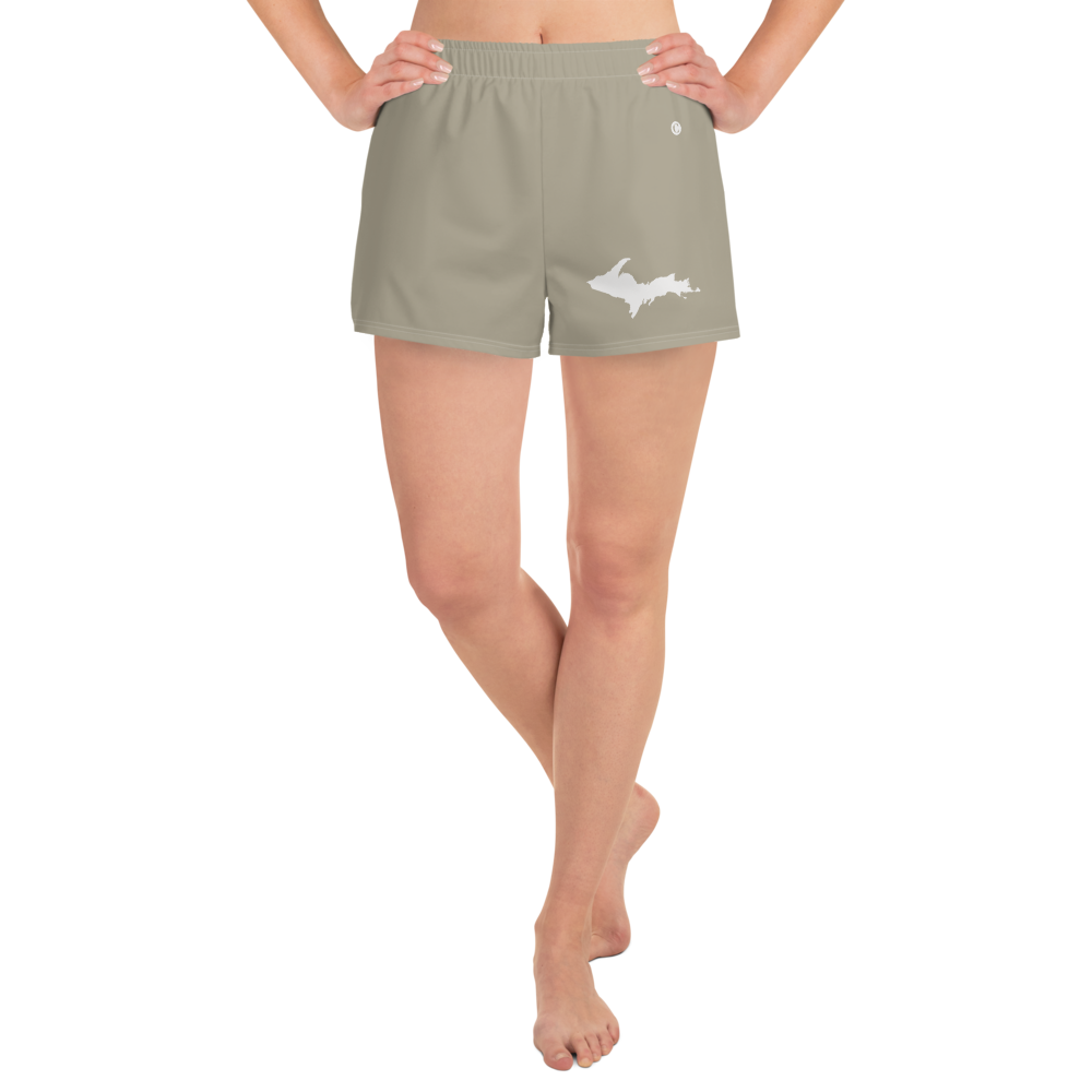 Michigan Upper Peninsula Athletic Shorts (w/ UP Outline) | Women's - Petoskey Stone Beige