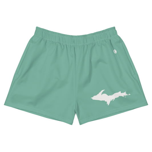 Michigan Upper Peninsula Athletic Shorts (w/ UP Outline) | Women's - Metallic Mint Green