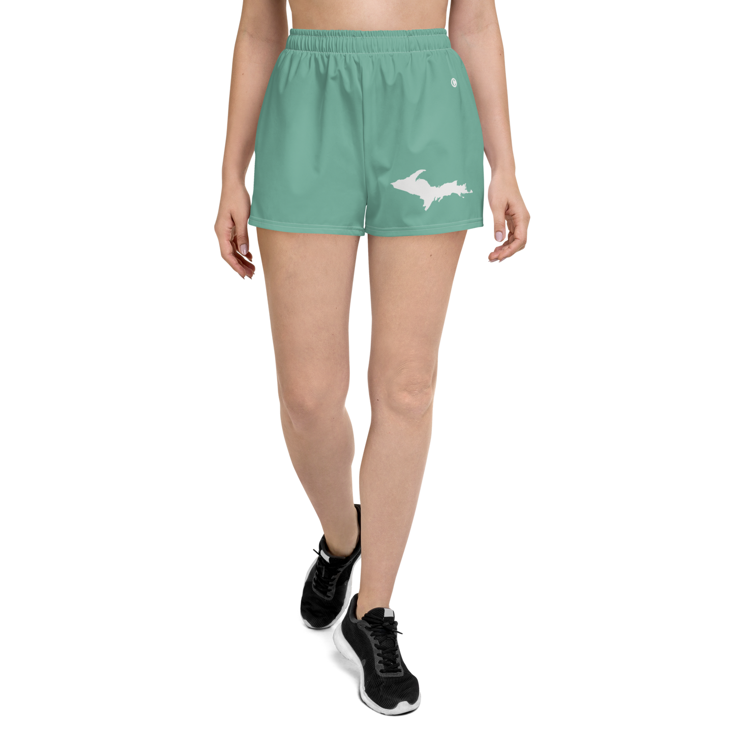 Michigan Upper Peninsula Athletic Shorts (w/ UP Outline) | Women's - Metallic Mint Green