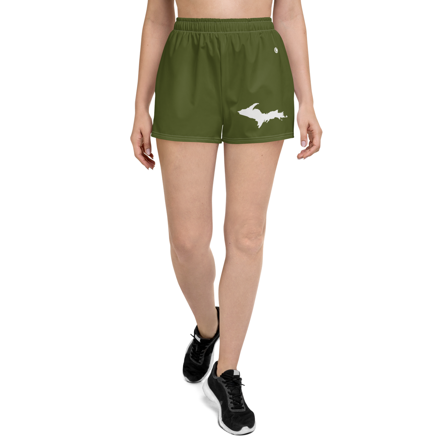 Michigan Upper Peninsula Athletic Shorts (w/ UP Outline) | Women's - Army Green