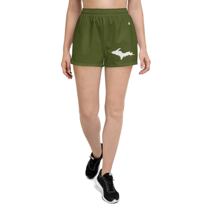 Michigan Upper Peninsula Athletic Shorts (w/ UP Outline) | Women's - Army Green