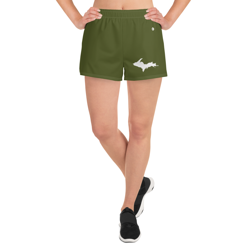 Michigan Upper Peninsula Athletic Shorts (w/ UP Outline) | Women's - Army Green