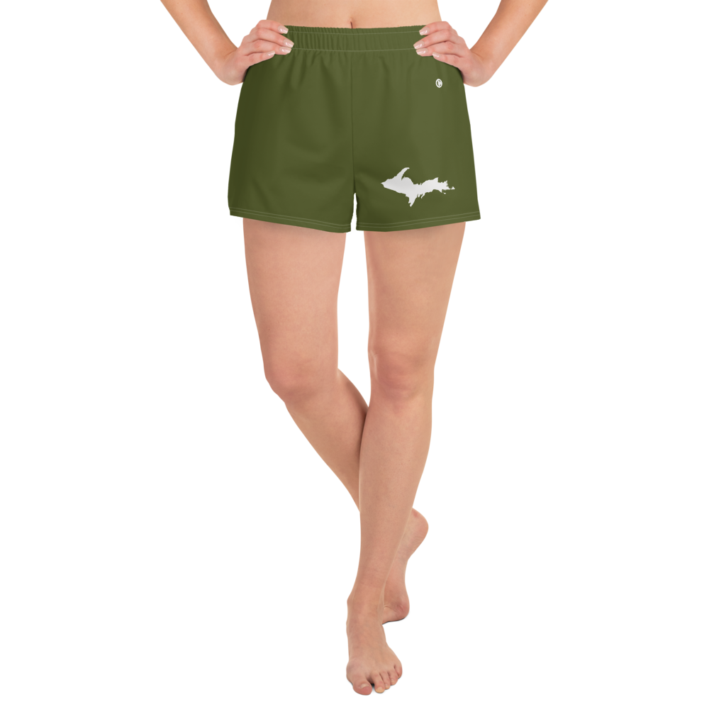 Michigan Upper Peninsula Athletic Shorts (w/ UP Outline) | Women's - Army Green