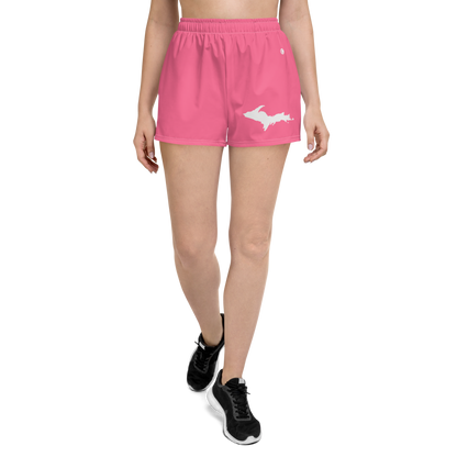 Michigan Upper Peninsula Athletic Shorts (w/ UP Outline) | Women's - Rhodochrosite Pink