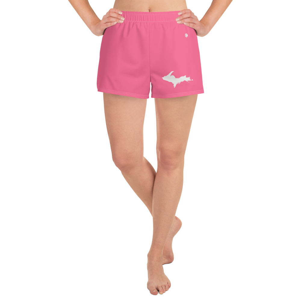 Michigan Upper Peninsula Athletic Shorts (w/ UP Outline) | Women's - Rhodochrosite Pink