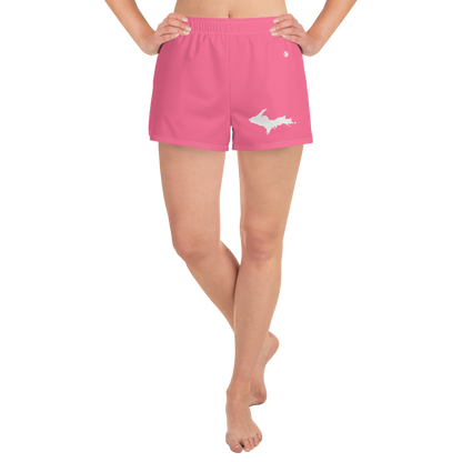 Michigan Upper Peninsula Athletic Shorts (w/ UP Outline) | Women's - Rhodochrosite Pink