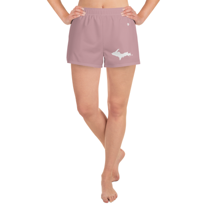 Michigan Upper Peninsula Athletic Shorts (w/ UP Outline) | Women's - Cherry Blossom Pink