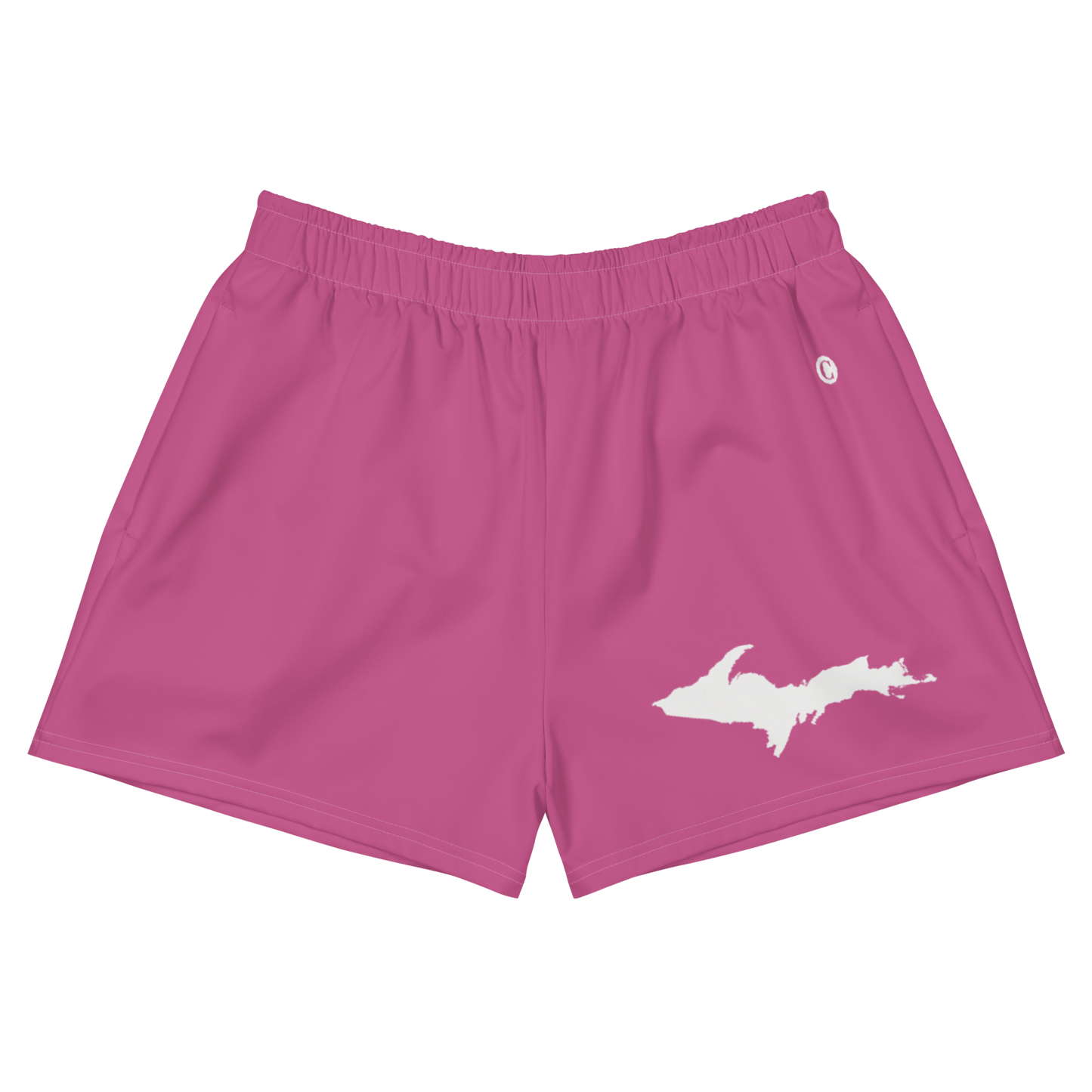 Michigan Upper Peninsula Athletic Shorts (w/ UP Outline) | Women's - Apple Blossom Pink