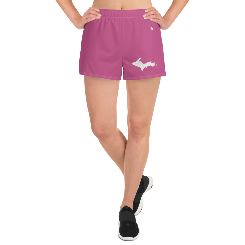 Michigan Upper Peninsula Athletic Shorts (w/ UP Outline) | Women's - Apple Blossom Pink