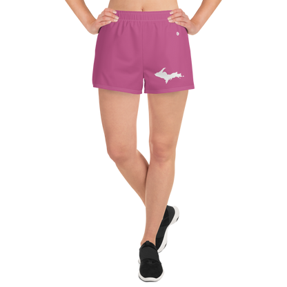 Michigan Upper Peninsula Athletic Shorts (w/ UP Outline) | Women's - Apple Blossom Pink