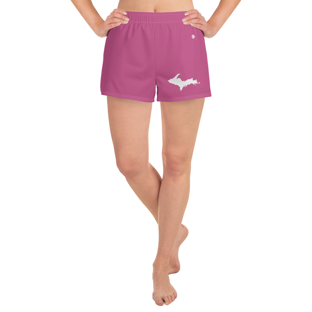 Michigan Upper Peninsula Athletic Shorts (w/ UP Outline) | Women's - Apple Blossom Pink