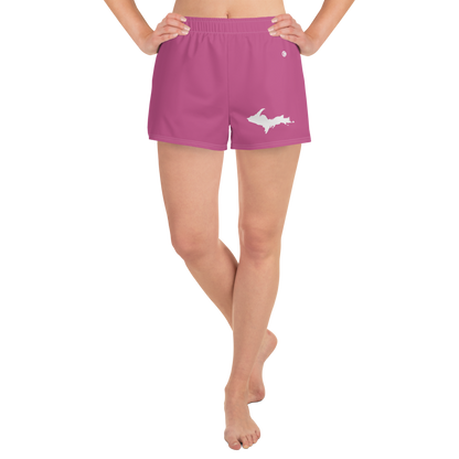 Michigan Upper Peninsula Athletic Shorts (w/ UP Outline) | Women's - Apple Blossom Pink