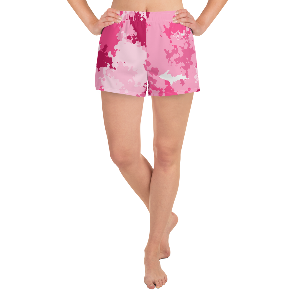 Michigan Upper Peninsula Athletic Shorts (w/ UP Outline) | Women's - Pink Camo