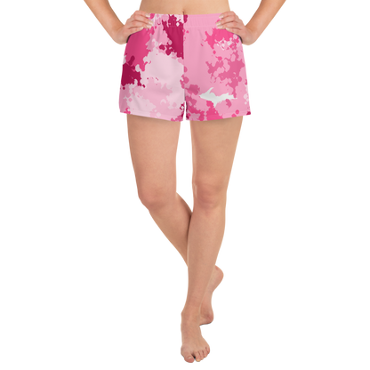 Michigan Upper Peninsula Athletic Shorts (w/ UP Outline) | Women's - Pink Camo