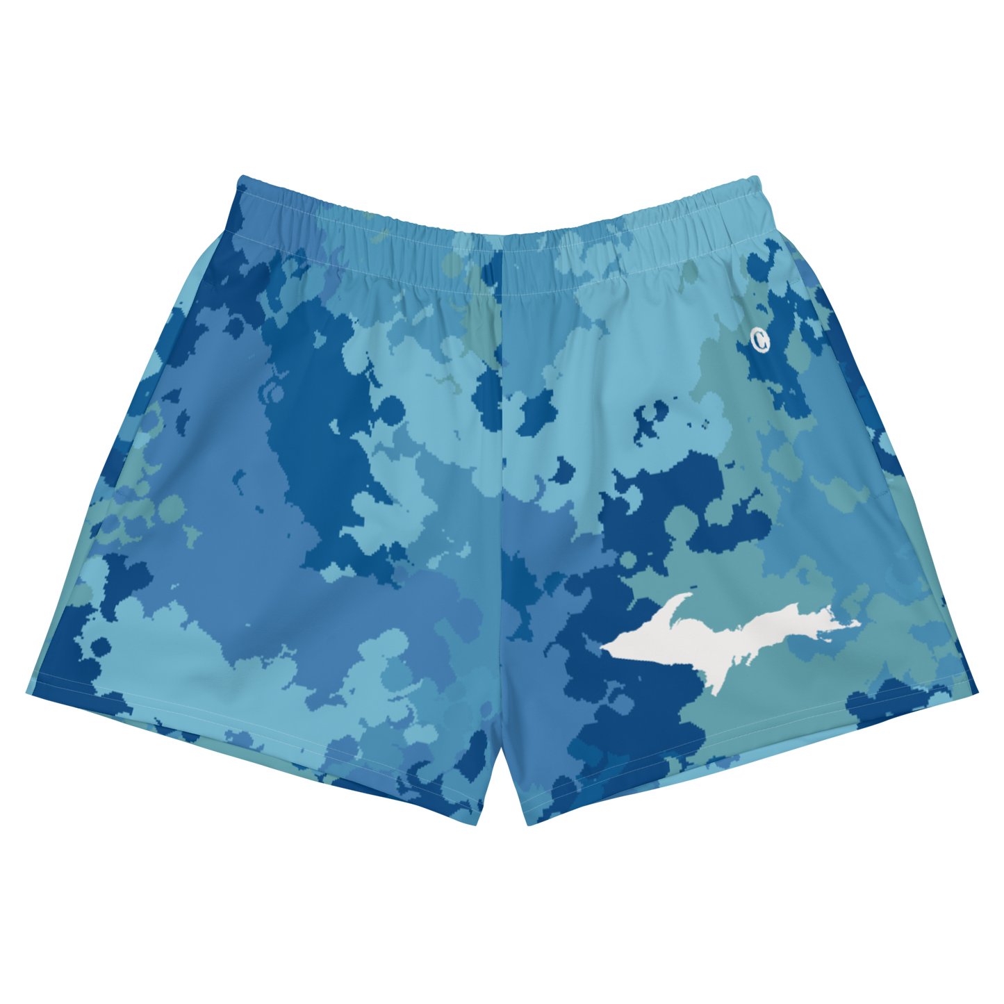 Michigan Upper Peninsula Athletic Shorts (w/ UP Outline) | Women's - Great Lakes Camo