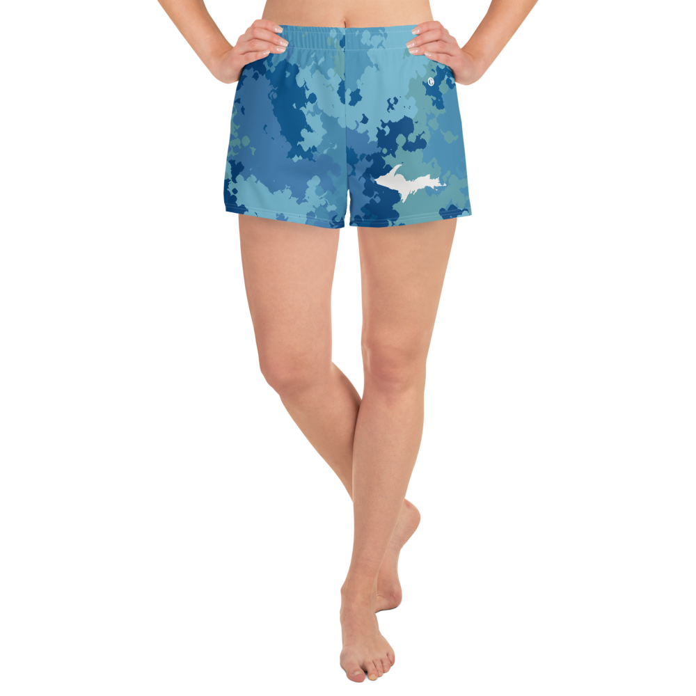 Michigan Upper Peninsula Athletic Shorts (w/ UP Outline) | Women's - Great Lakes Camo