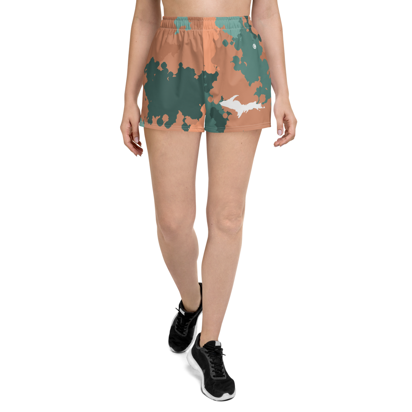 Michigan Upper Peninsula Athletic Shorts (w/ UP Outline) | Women's - Copper Country Camo