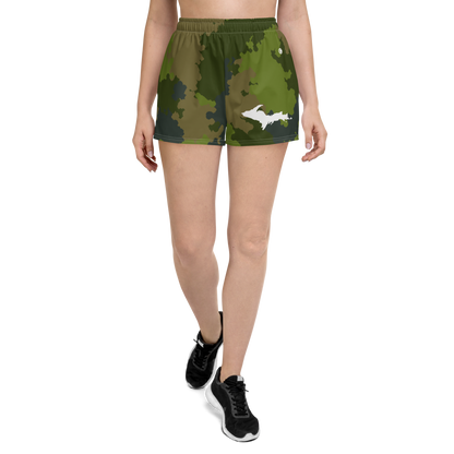 Michigan Upper Peninsula Athletic Shorts (w/ UP Outline) | Women's - Woodland Camo