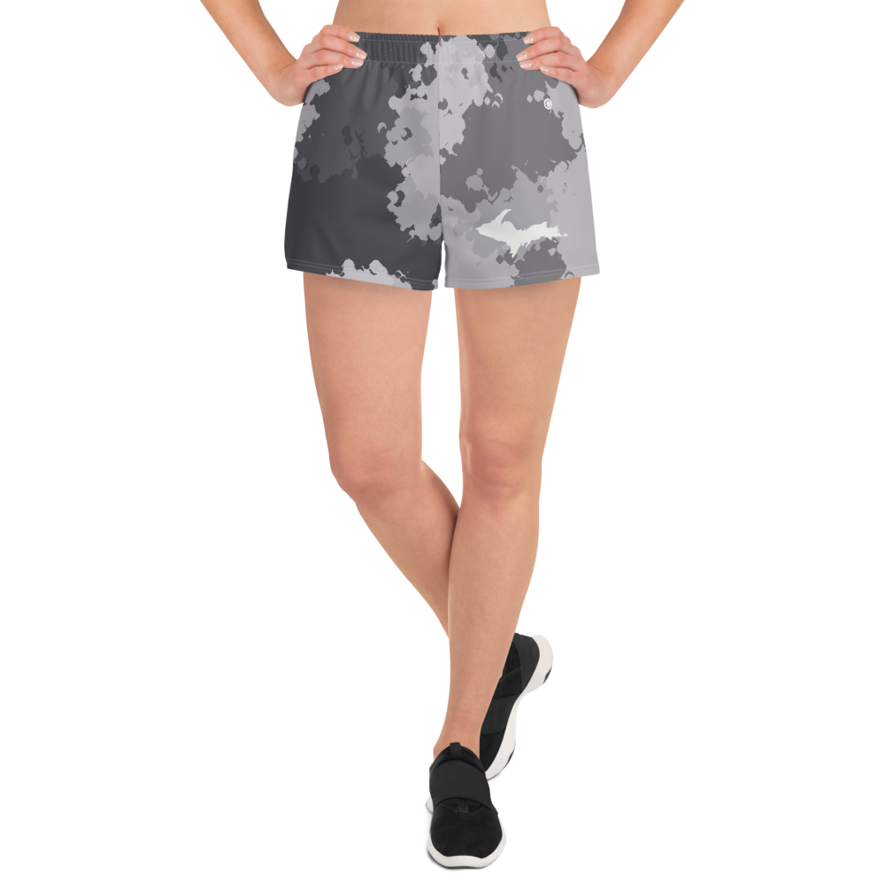 Michigan Upper Peninsula Athletic Shorts (w/ UP Outline) | Women's - Iron Ore Camo